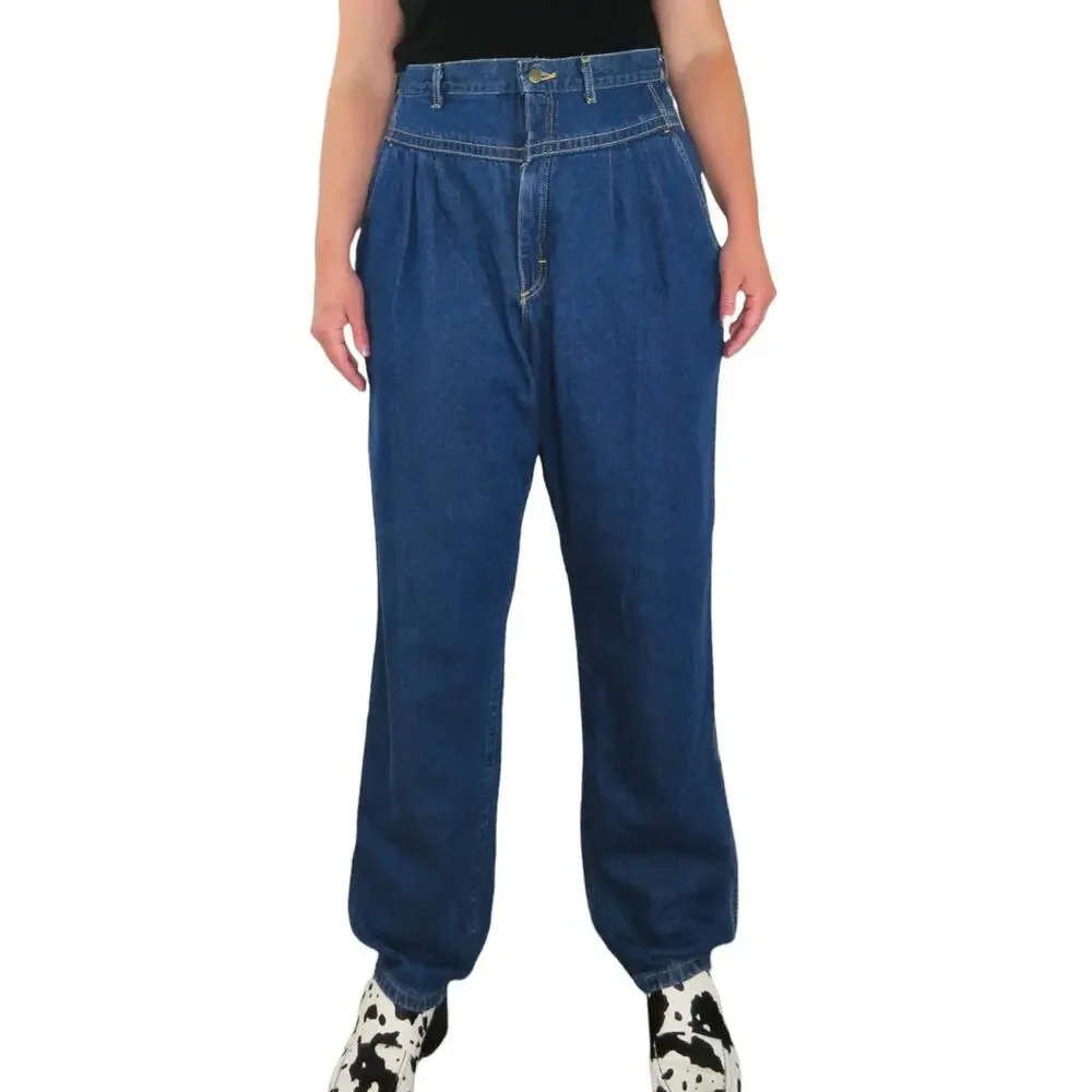 1980s Vintage Lee Jeans High Rise Yoke Tapered Straight Leg Mom Jeans 34